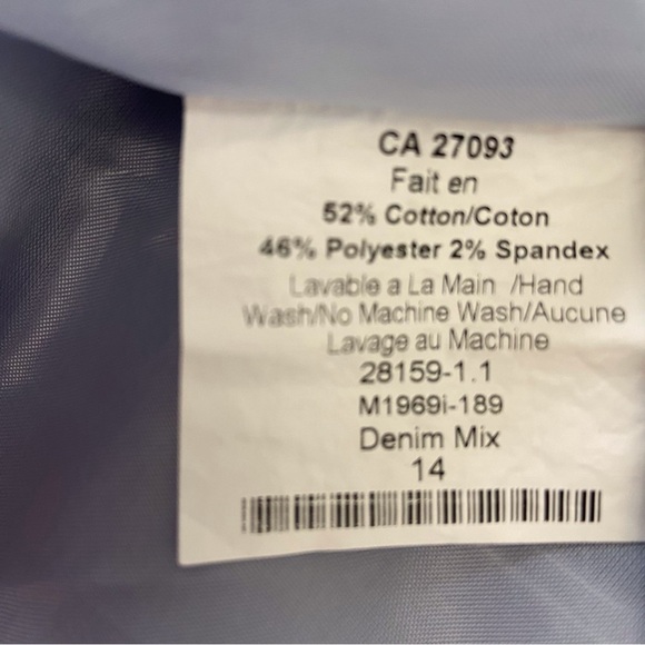 M Collection blazer cotton blend blue vest size 14 denim mix plus size jacket - Picture 11 of 16